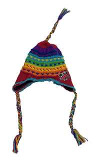Hat Earflap Fleece Lined/Tassels "Yak" Multi-Colored