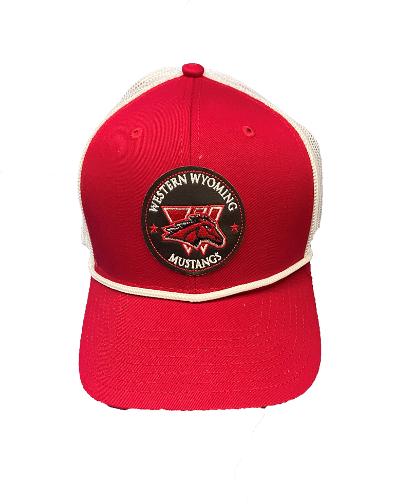 Red Hat W/Round Western Wyoming Mustangs Logo